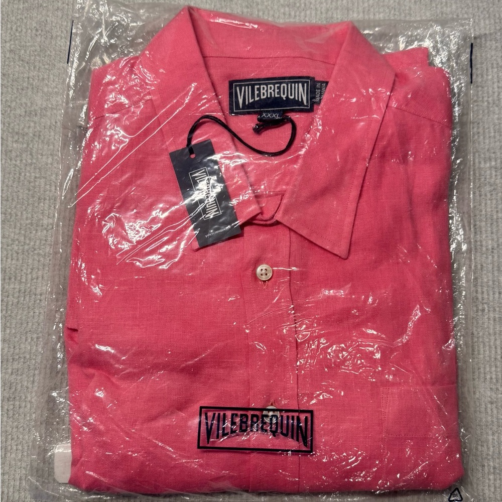 Vilebrequin men’s pink long sleeved button down collared dress shirt. Size XXXL.